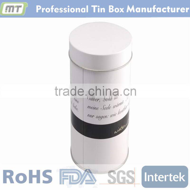 round tin canister for Christmas, tin canister