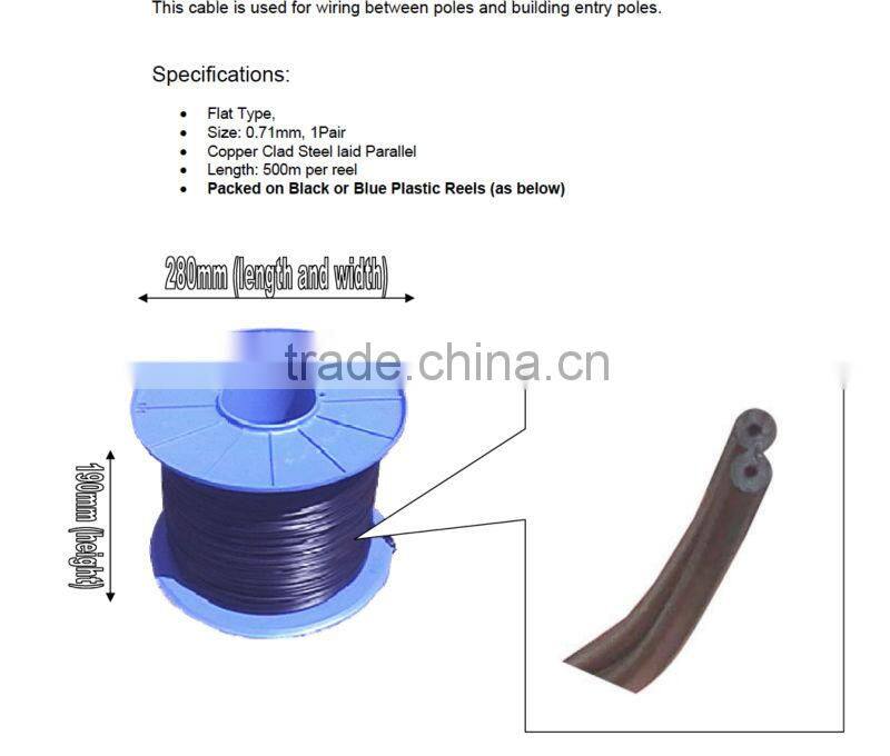 0.6mm 1 pair parallel wire ccs copper clad steel