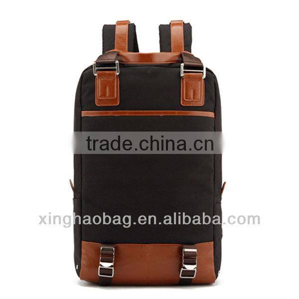 Canvas&leather backpack bag the school backpack cheap wholesale