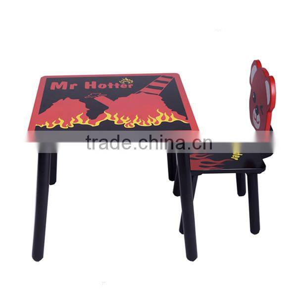 colorful carton design wooden children table and chair