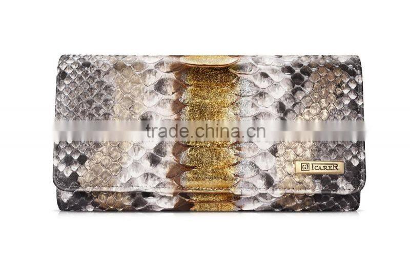 Original ICARER Real Python Leather Wallet Bag Clutch MT-5509