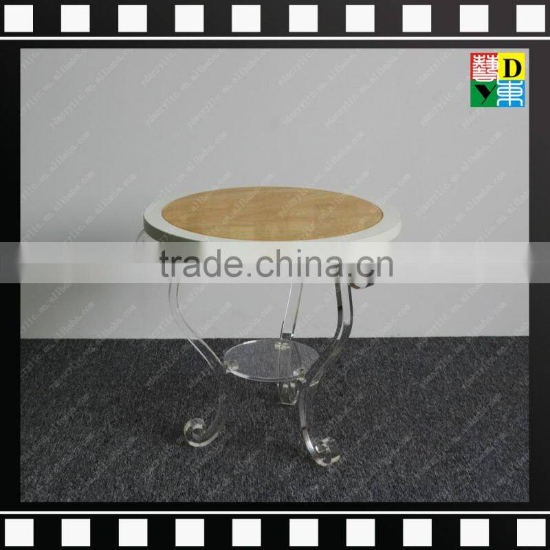 2016 Popular Customed Transparent Clear acrylic coffee table with stone top From China