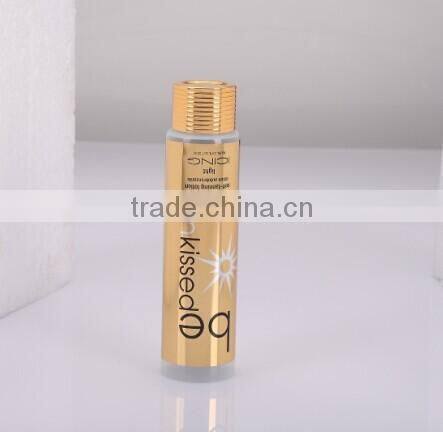 labeling collapsible empty tube with champagne aluminium cap