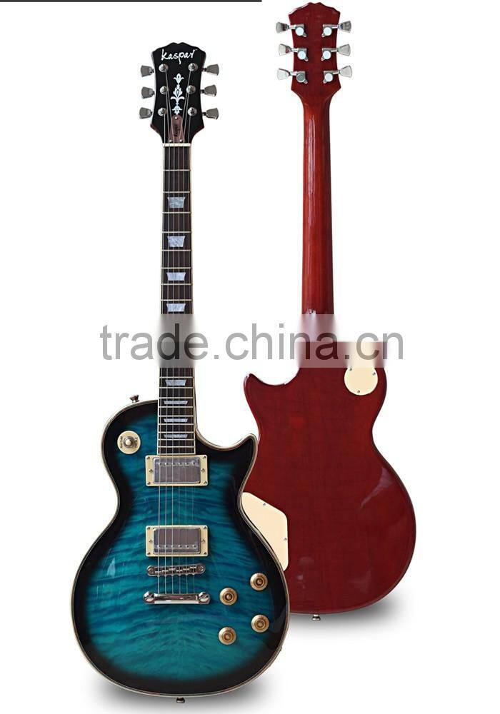 Chinese wholesale LP standard humbucker flamed maple body electric guitar and bass kits