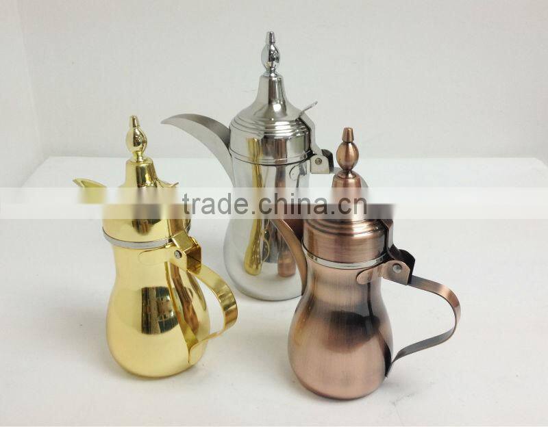 5 size for choice stainless steel Arabic Dallah coffee pot with golden or silver coating