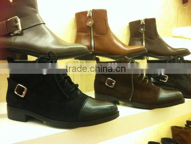 2014 fashion ladies ankle boots ladies low heel dress boots pu leather boots