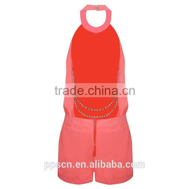 Guangzhou European Style Summer Casual Custom Short Ladies jumpsuits for women 2016