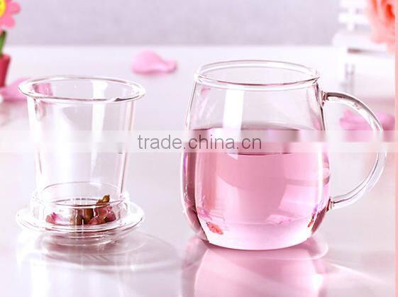 three-piece multifunctional tea cup with filter cup,unbreakable glass cups,double wall glass tea cup