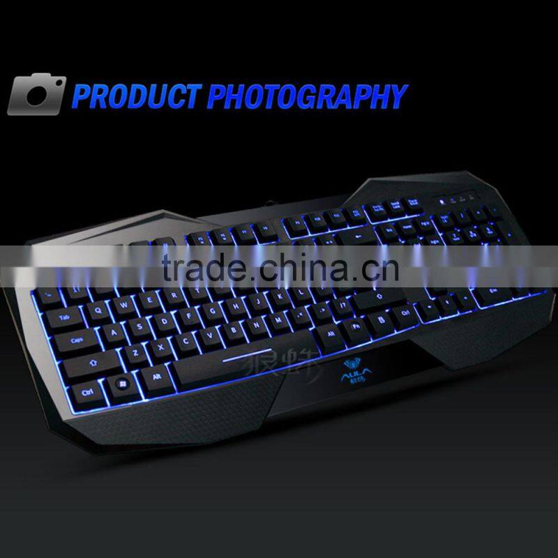 2015 New LED Illuminated Ergonomic Gaming Keyboard USB Multimedia Backlight Backlit Ultra-thin Keyboard