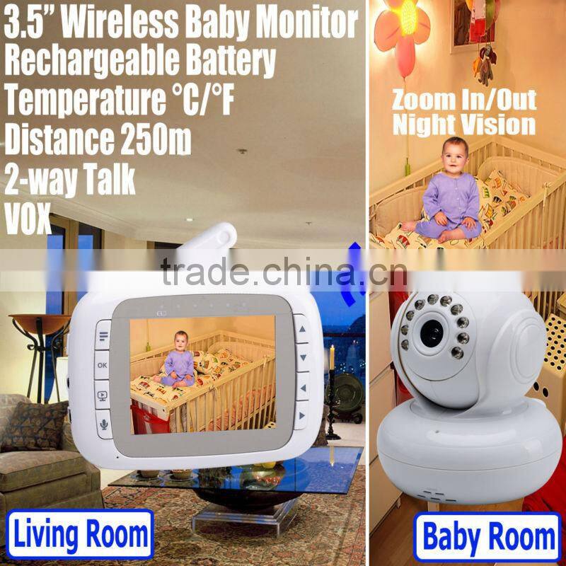 3.5 Camera Digital Night Vision Pan Tilt PTZ Zoom Video Wireless Baby Monitor