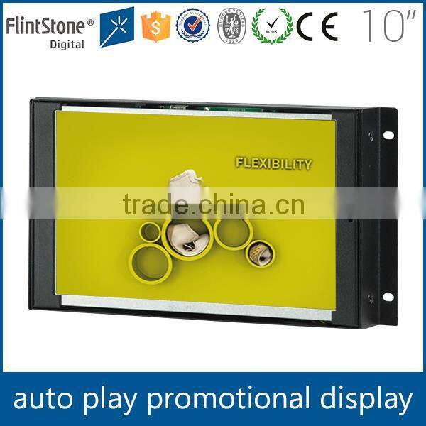 Flintstone 10" embedded lcd ad screen, pop video screen for product presentation, hot open frame digital signage displays