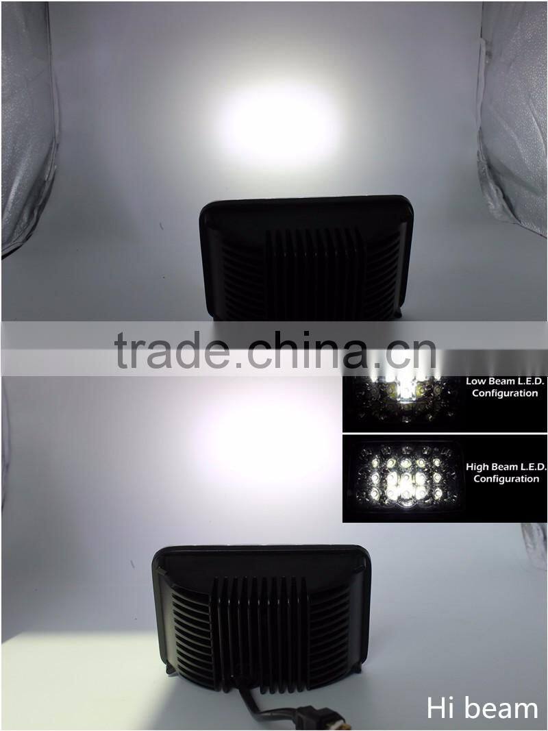 4" X 6" Rectangular Sealed 45W LED Headlight Headlamp Replacement, High/low beam H4 45w Led Work Light