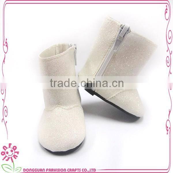 Shiny gold color wholesale doll shoes 18"