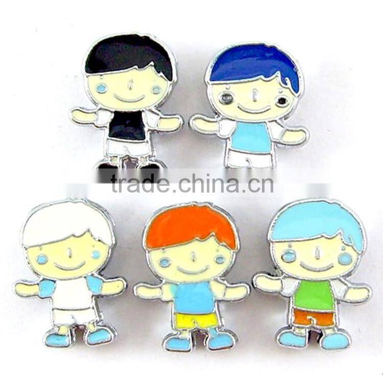 2015 DIY Enamel Colorful Girls 8mm Slide Charms Cartoon Beads Wholesale