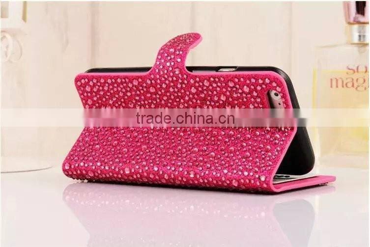 Rhinestone Phone Case OEM Flip Leather Case Cover For Samsung Galaxy Grand 2