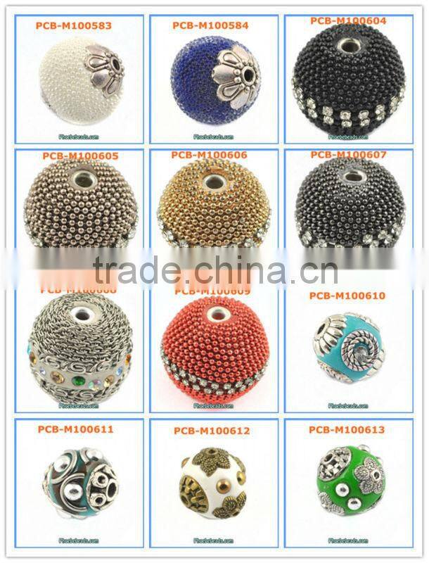 Wholesale Silver Color Indonesia Crystal Metal Jewelry Beads PCB-M100608