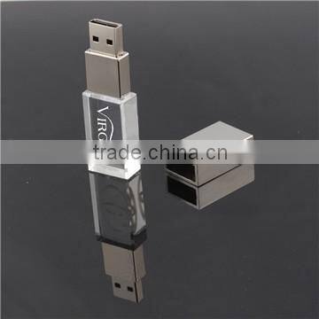 Personalized logo design crystal usb flash drives, usb crystal 2.0 for office gift