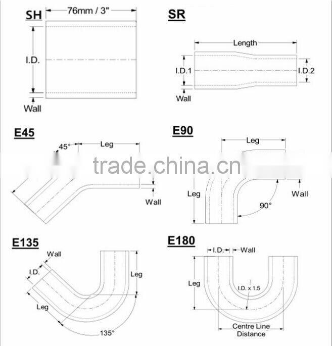 Ronen 45degree silicone hose for auto