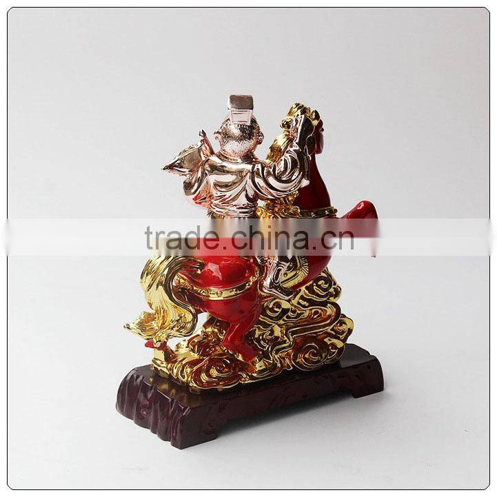 24k golden color horse and money statue , chinese zodiac statue