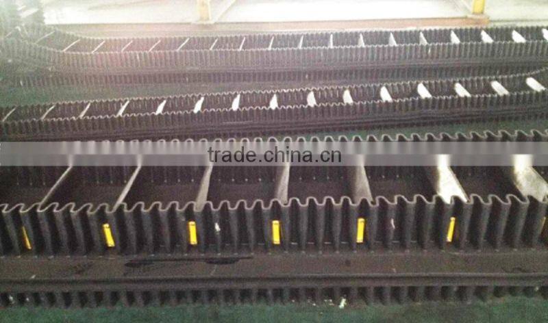 High tensile strength corrugated sidewall conveyor belt