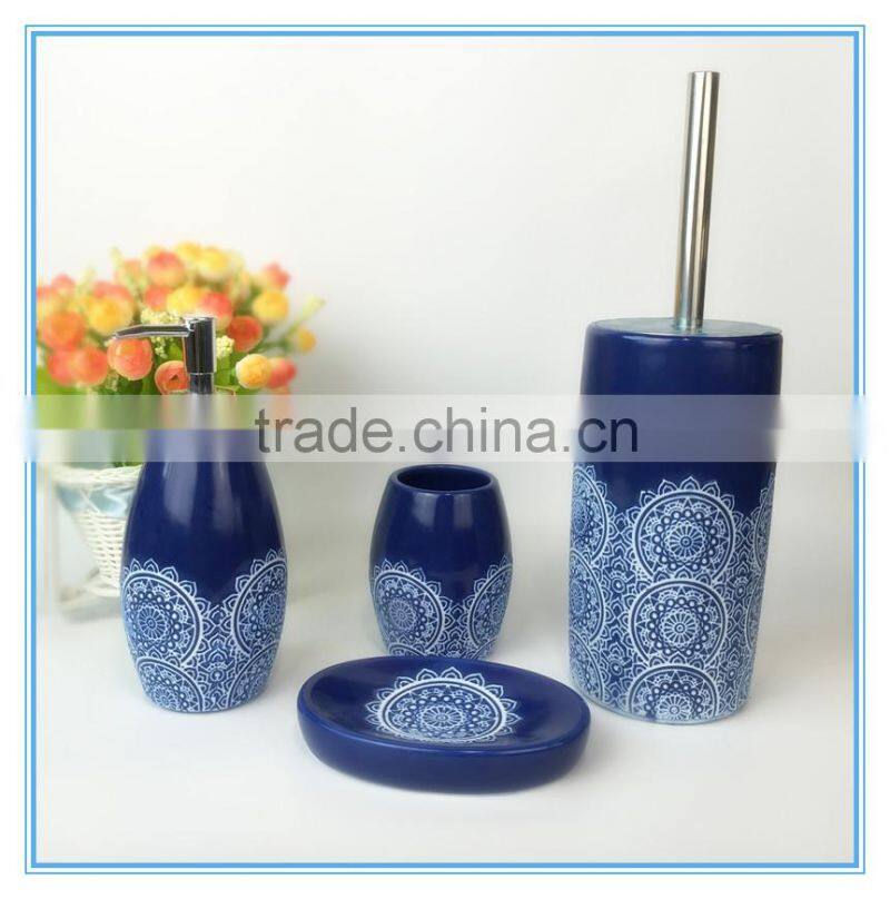 Wholesale Elegant Ceramic Bathroom Accessory Flower Pattern