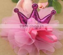 chiffon Gauze flower with diamond DIY Accessories 6.5CM 16 colors