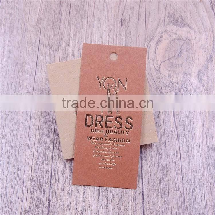 Fashion custom brown luggage paper hang tags with gold foil logo