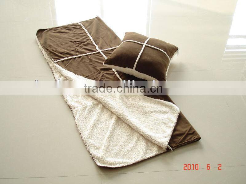 100% polyester knit solid micro fleece with sherpa throw