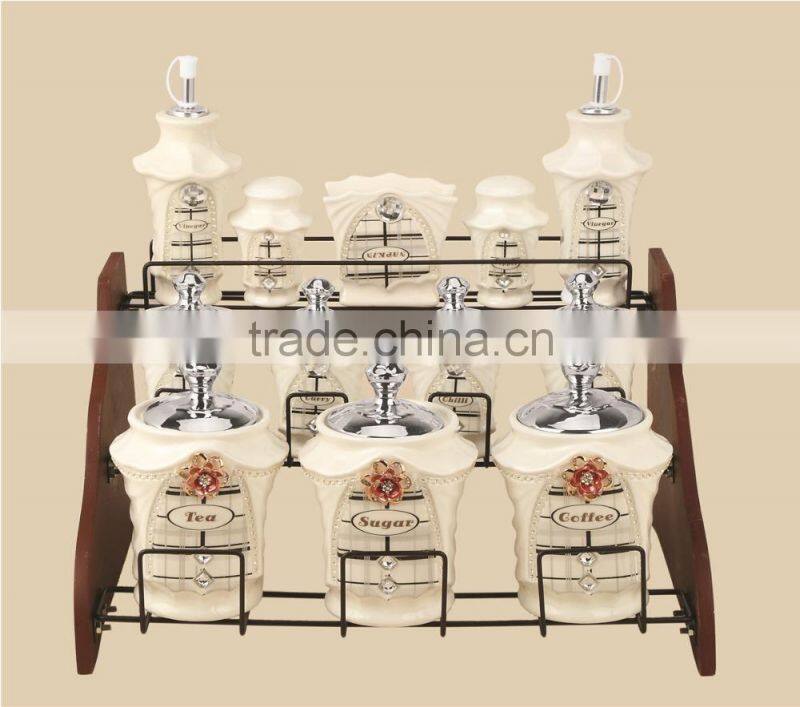 Specifically designed round shape ceramic tea coffee sugar canisters