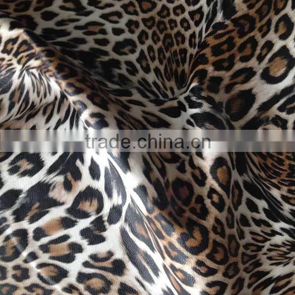 genuine leather garment fabric pu leather with leopard grain garment stocklot pu leather