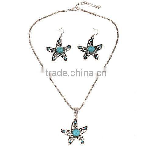Fashionable women's fashion luxury glass rhinestone necklace and earrings jewelry sets