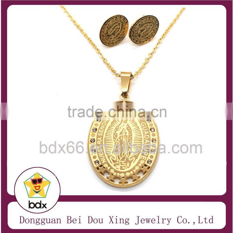 Muslim Jewelry China Wholesales Fashion Gold Plated Stainless Steel Religious Catholic Our Father Jesus Cross Charm Necklace