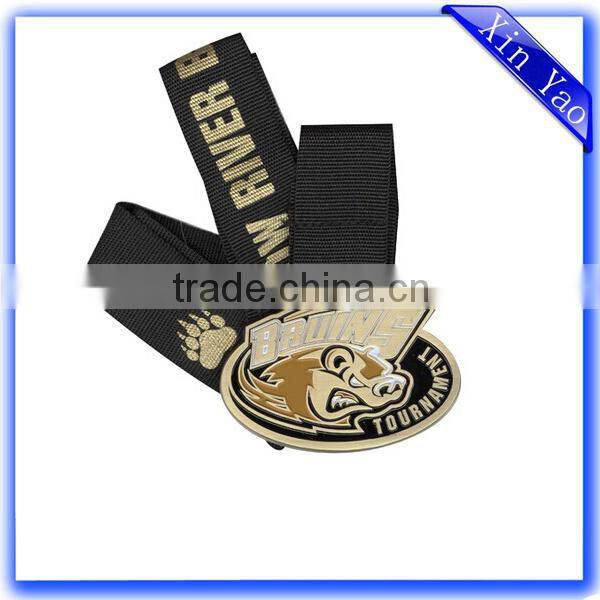Zinc alloy customized metal medal ribbon