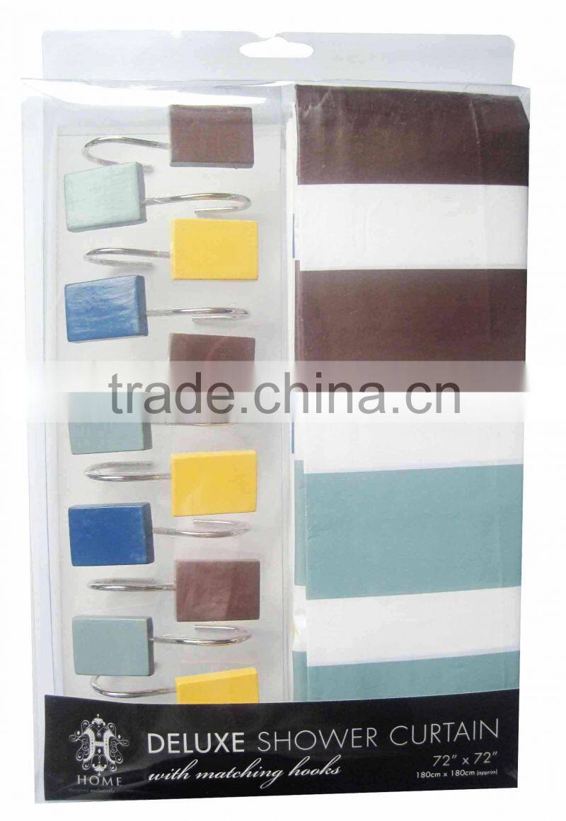 restroom series polyester shower curtain with resin hooks