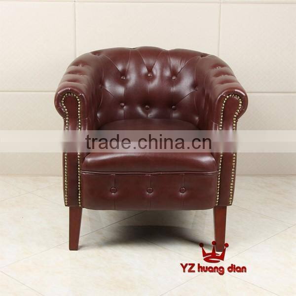 Red color leather single sofa chair with low back rest YZA501