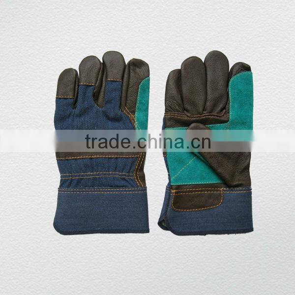 Furniture split leather reinforced palm dark color glove