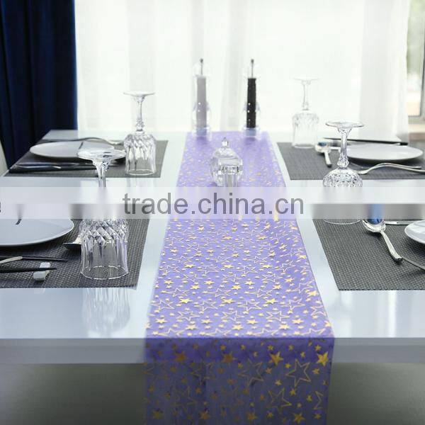 Hot Selling Textile Bronzing and Glitter Printing Table Runner Celebration Decoration