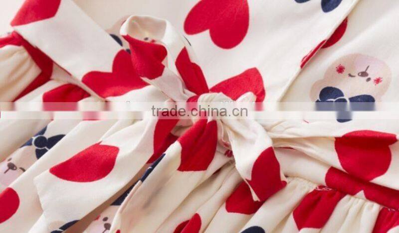 2016 new style children girls dress love heart printed dress wholesale OEM ODM
