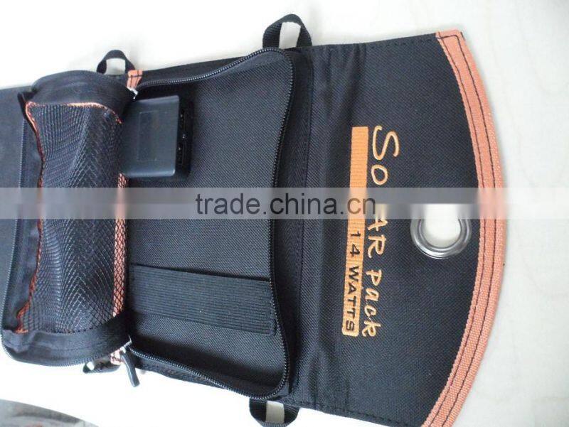 2016 High efficiency solar pack portable solar cells bag 14 watts charge for mobile phones