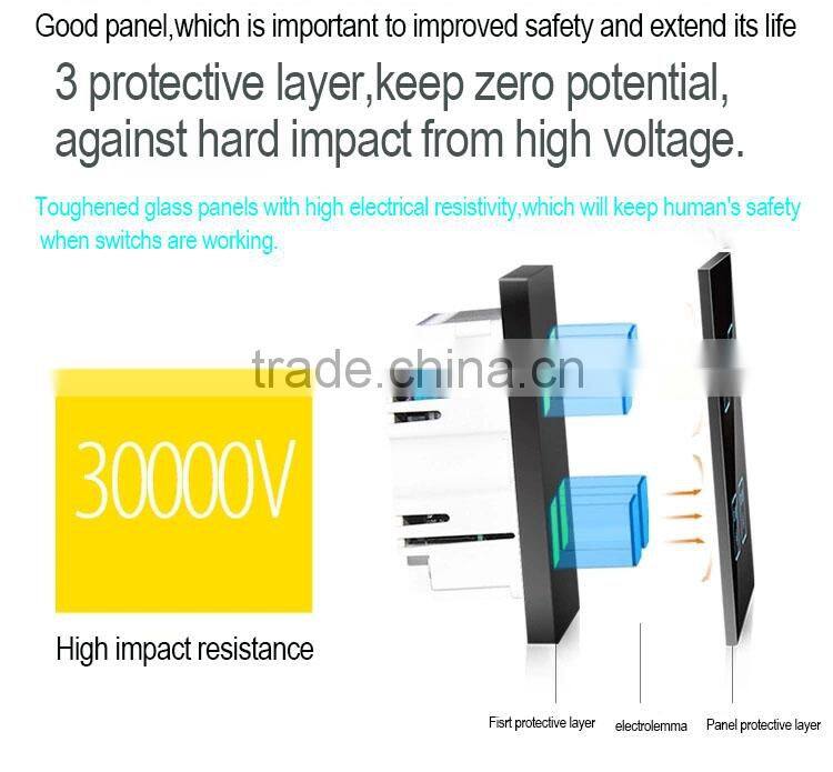 3 gang smart touch screen wall plate light switch 1000w
