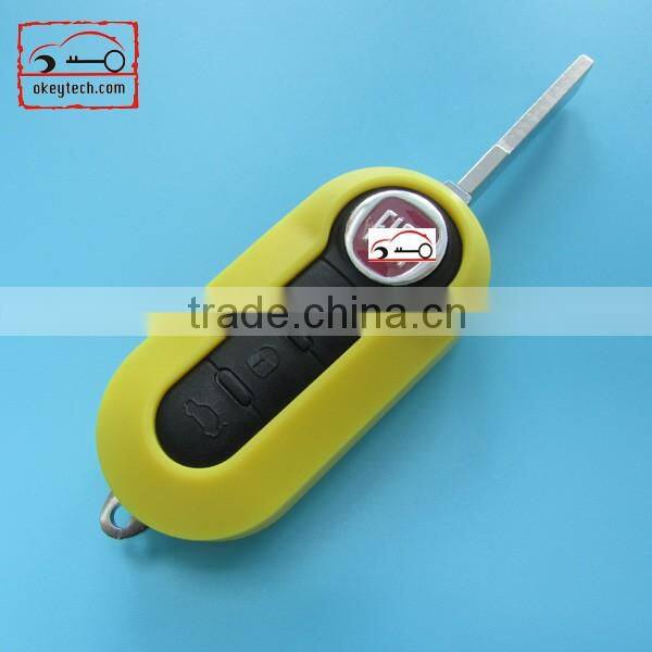 High Quatity Fita 500 flip remote key shell yellow 3 button Fiat 500 Brava Panda Punto fobs romote key case
