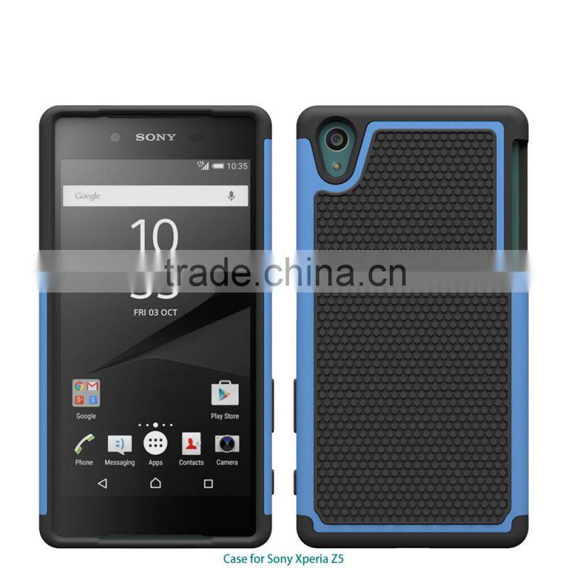 2015 new products TPU+PC Football Pattern Case for sony xperia z5 case factory price