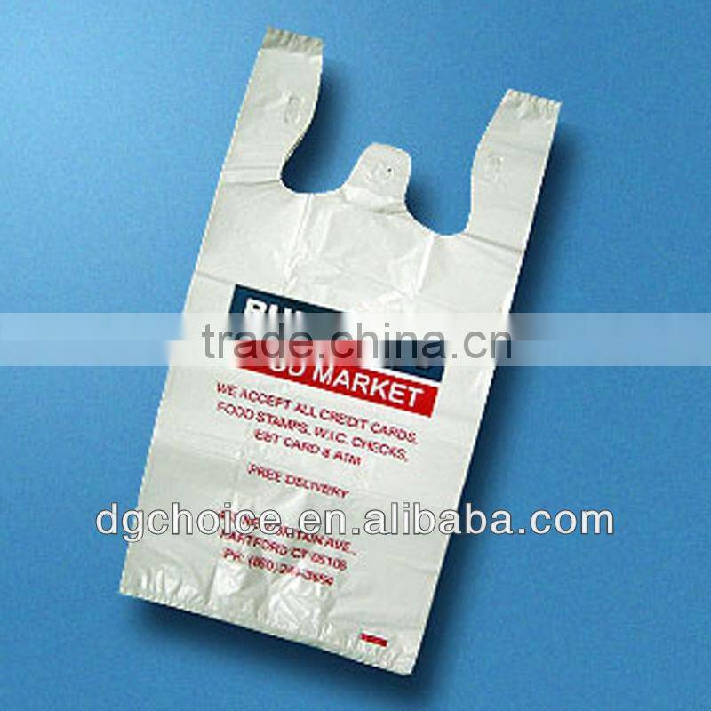 Wholesale cheap shopping supermarket shopping custom printed plastic T-shirt bag