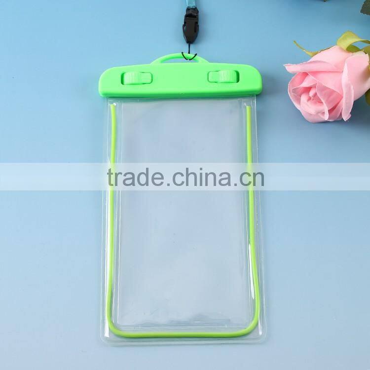 Plastic pvc waterproof bag for mobile phone with string / waterproof beach bag with zipper