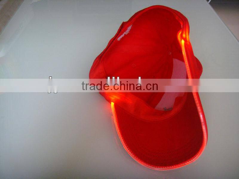 100% cotton 6 panel cutom sports cap with led lights