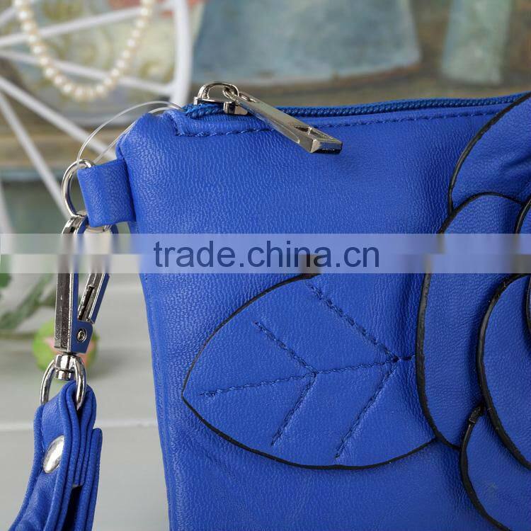 leather pu rose flower purses mobile bag