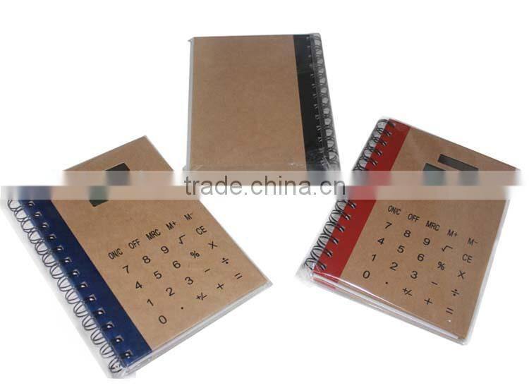 Spiral kraft 8 digit solar notebook calculator