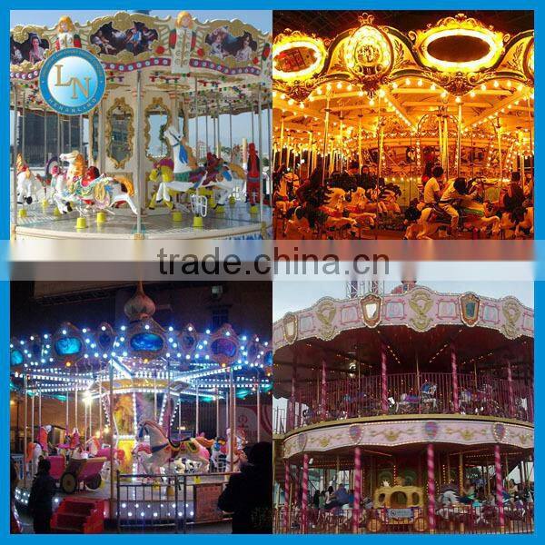 Theme park merry go round ride mini kids christmas LED decorative carousel ride