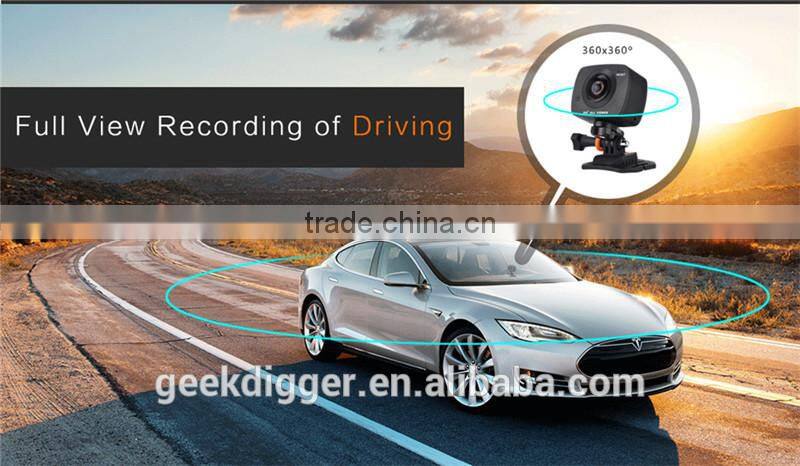 Digital Camera 360 Degree with dual lens 220 Degree Fisheye with HD 960P/30fps AMK200S 8.0MP WiFi Action Camera