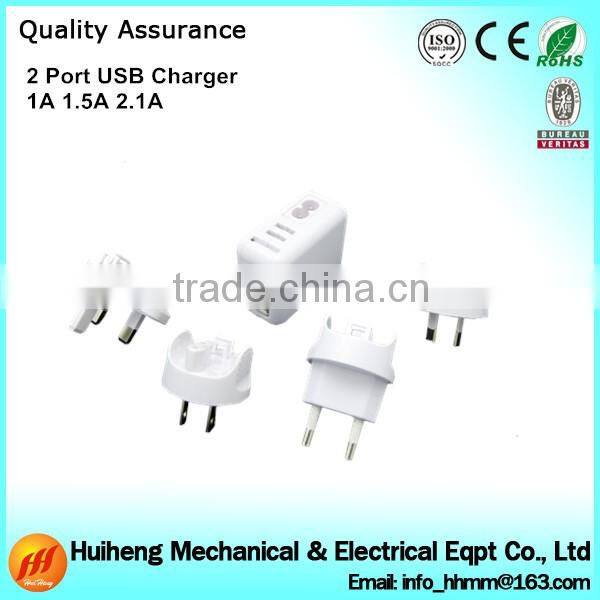 High Quality 2 port USB Charger with AU / EU / UK / US Plug